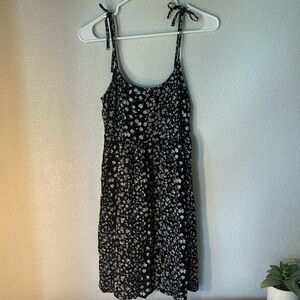 Black Floral Mini Spaghetti Strap Dress Medium